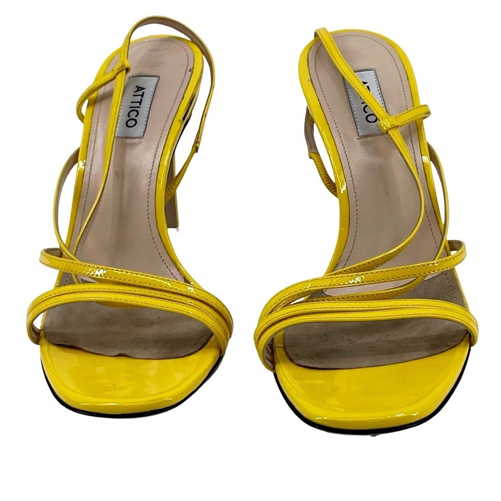 The Attico Women Sandals Strappy Stiletto Yellow Patent Leather 39.5 NWI